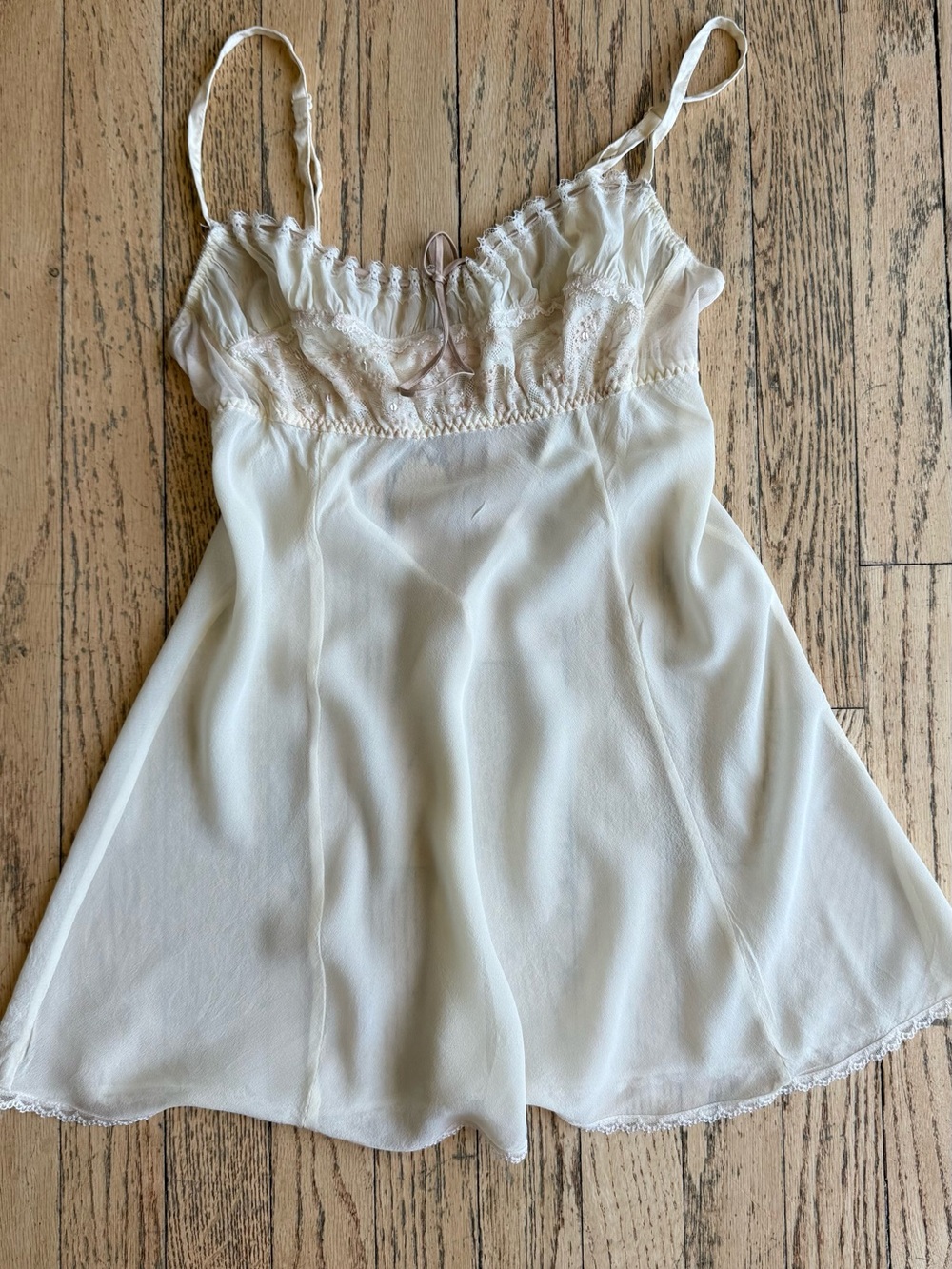 Victoria's Secret Cream Lace-Trim Slip Chemise